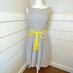 Siena Studio Women's Retro Style Gray Striped Knee‎ Length Dress w/Belt Size 6